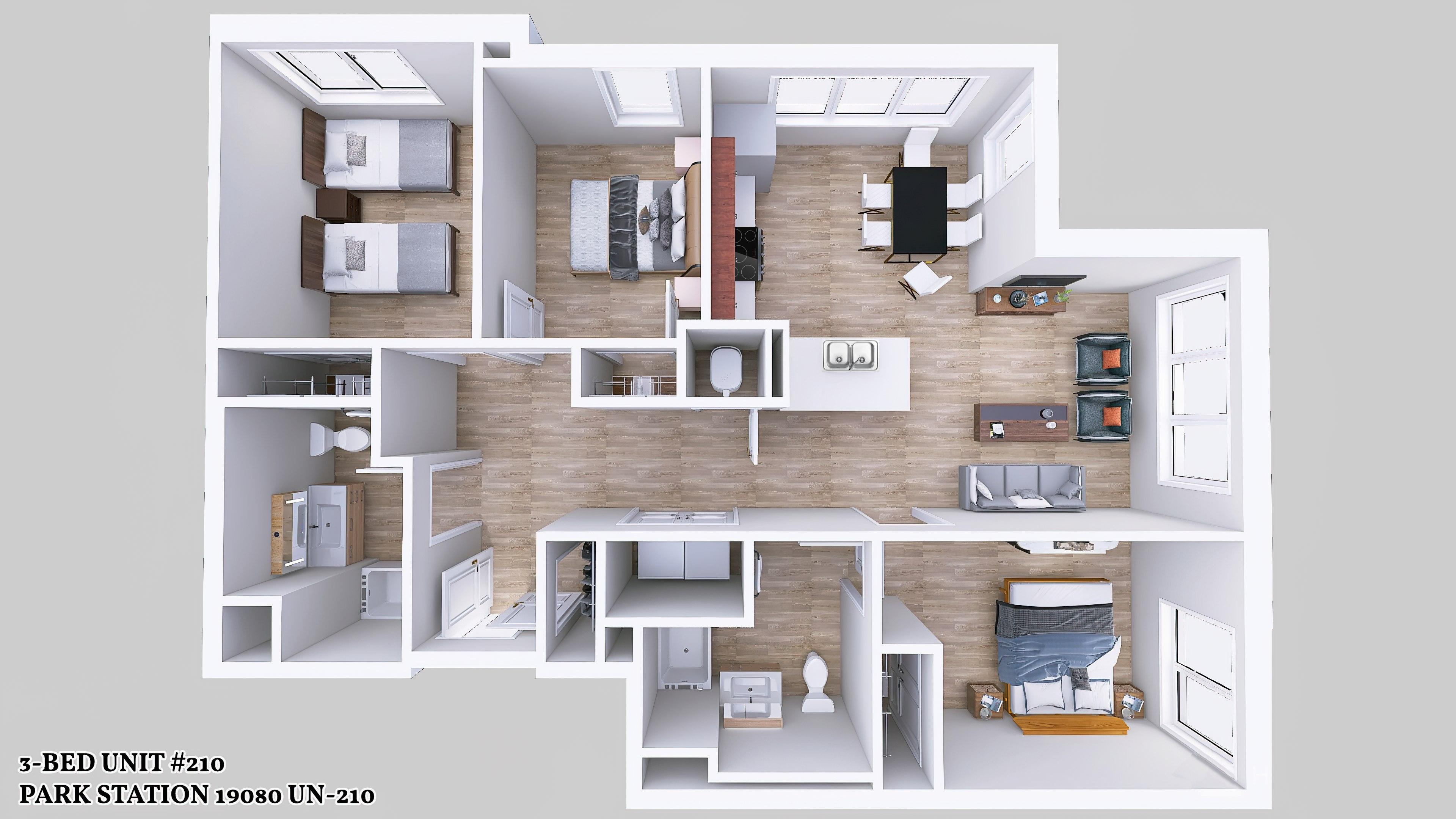 Unit 202 Three Bedroom Park Station Lofts