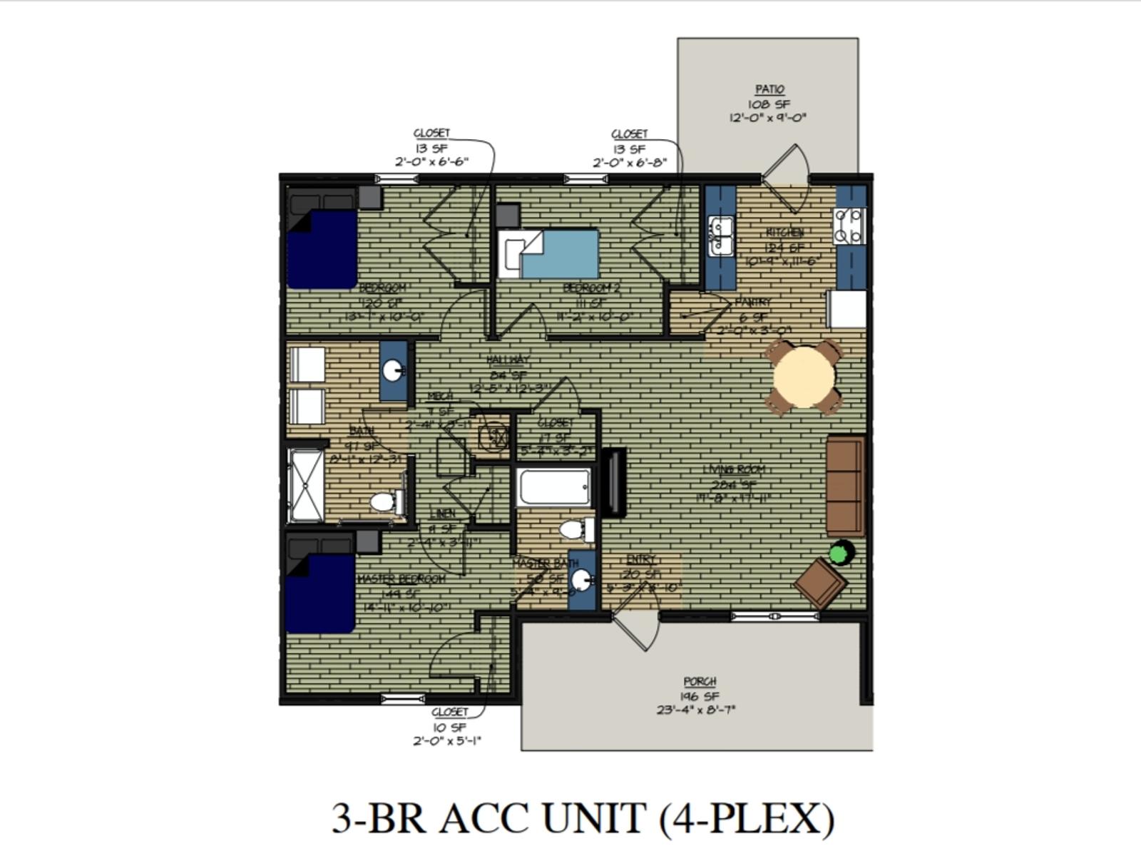 Unit M6 3BR Duplex and 4Plex GardenWalk Magnolia Ridge